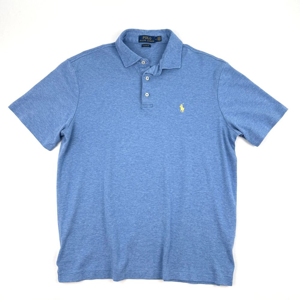 Polo Ralph Lauren Polo Shirt Classic Fit Medium Blue Heather Preppy Cotton